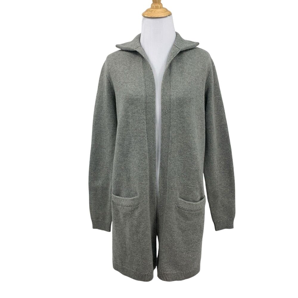 Ralph Lauren Cardigan Womens S Small Gray Cashmere Oversized Longline Open Front